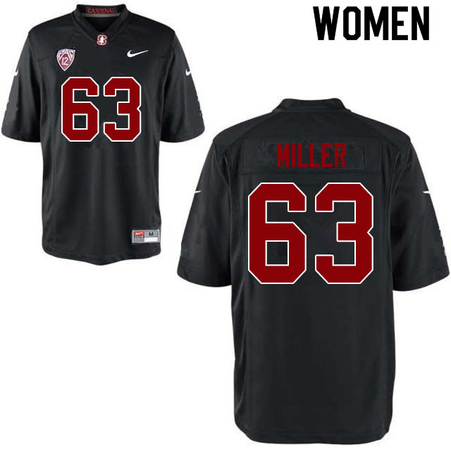 Women #63 Barrett Miller Stanford Cardinal College Football Jerseys Sale-Black - Click Image to Close